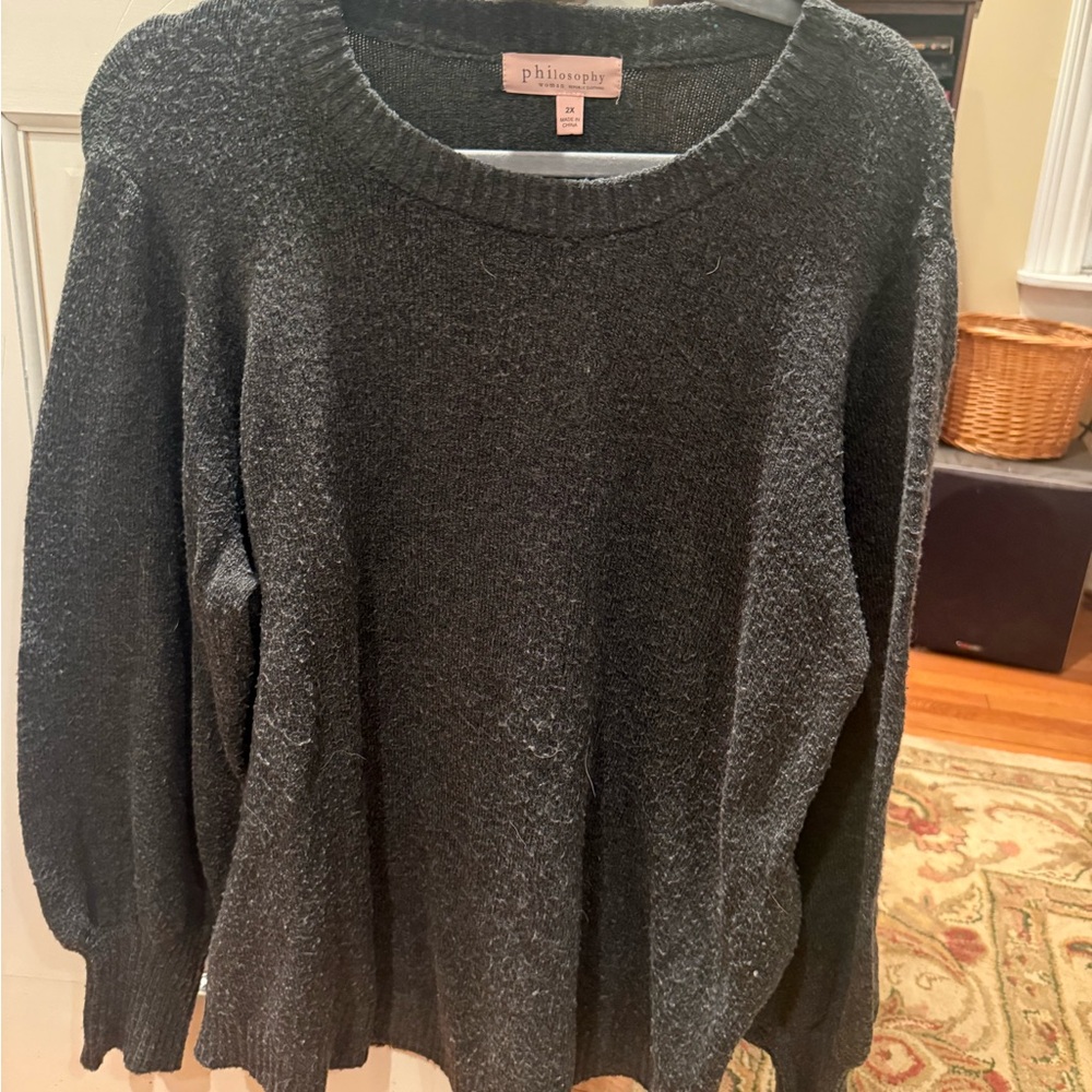 Philosophy Charcoal Black Crewneck Sweater